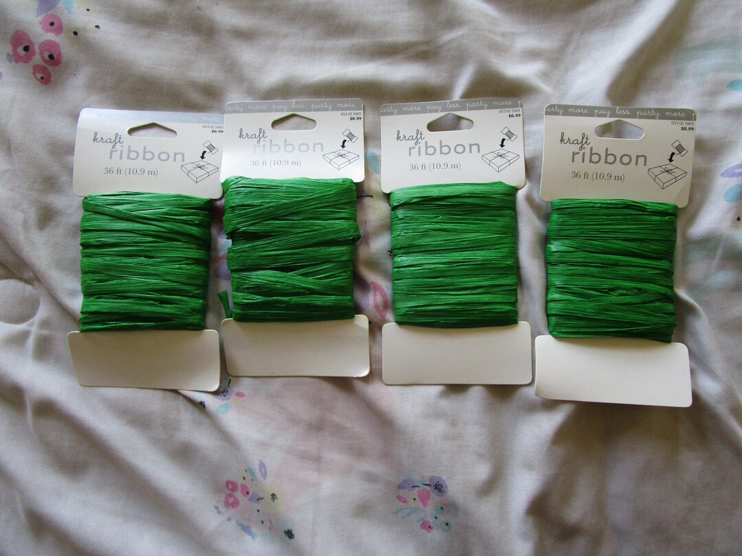 Vintage 4 Green Kraft Raffia Ribbon for Gift Wrapping - Etsy