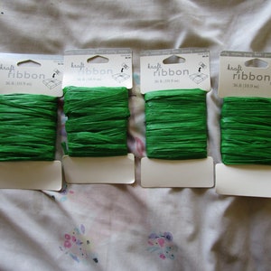 Vintage 4 Green Kraft Raffia Ribbon for Gift Wrapping