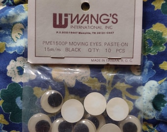 Vintage W Wangs 10 Piece Black Googly Eyes