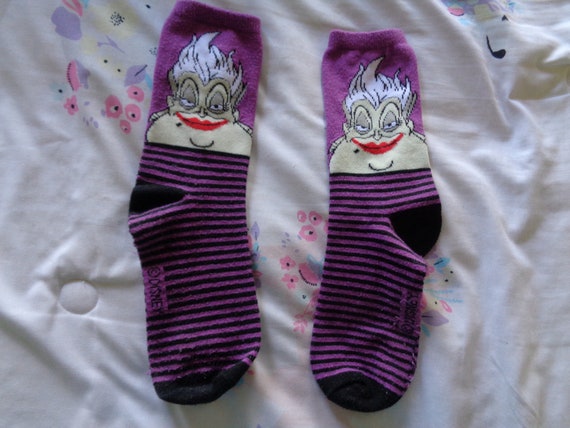 RARE Vintage Disney Ursula Purple and Black Striped Socks - Etsy