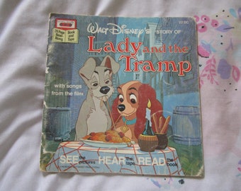 Vintage 1979 Walt Disney Lady and the Tramp See Hear and Read SC Book