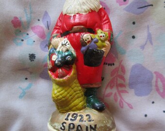 Vintage Santa Claus Hard Plastic Decoration Figurine Spain 1922