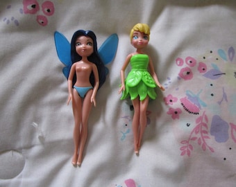 RARE  Disney Tinkerbell and Silvermist Plastic Dolls with Missing Parts