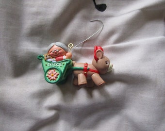 Vintage 1994 Hallmark Niece Mrs. Claus and Reindeer Ornament