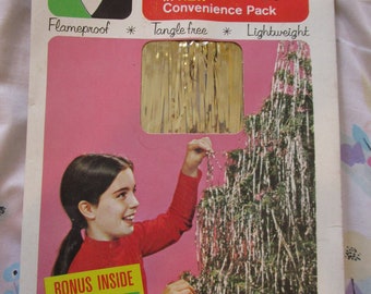 Vintage RARE Doubl Glo Icicles and 6 Cut Out Paper Ornaments Sealed in Package