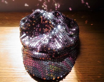 Vintage Yellow and Purple Sequins Covered Little Girls Sized Hat