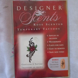 Vintage Designer Scents Rose Temporary Tattoos for Nails and Body