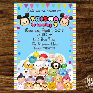 Tsum Tsum Invitation Disney Tsum Tsum Birthday Party Invite Etsy Tsum Tsum Invitation Disney Tsum Tsum Birthday Party Invite Etsy