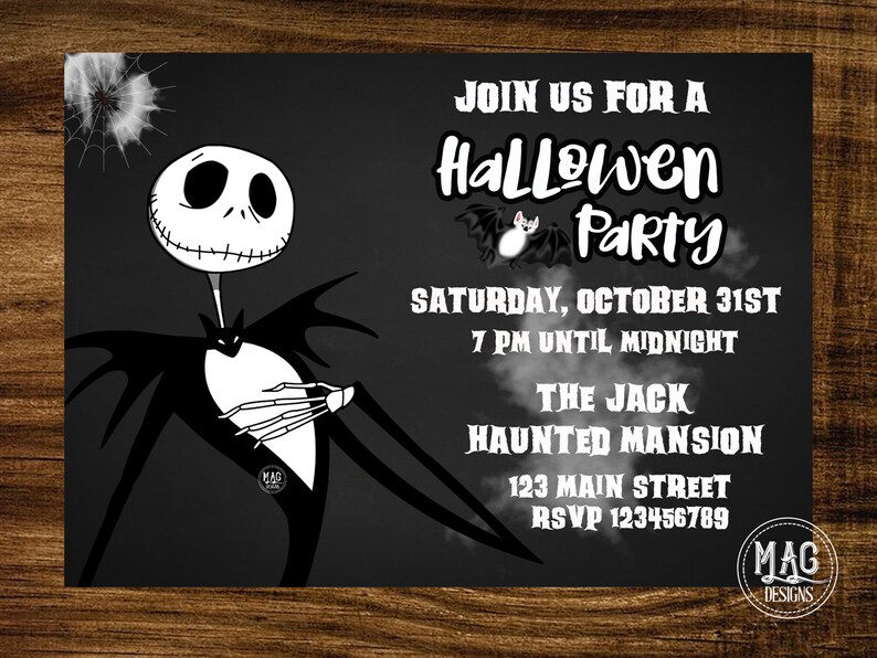 Jack Skellington Invitation Nightmare Before Christmas Etsy