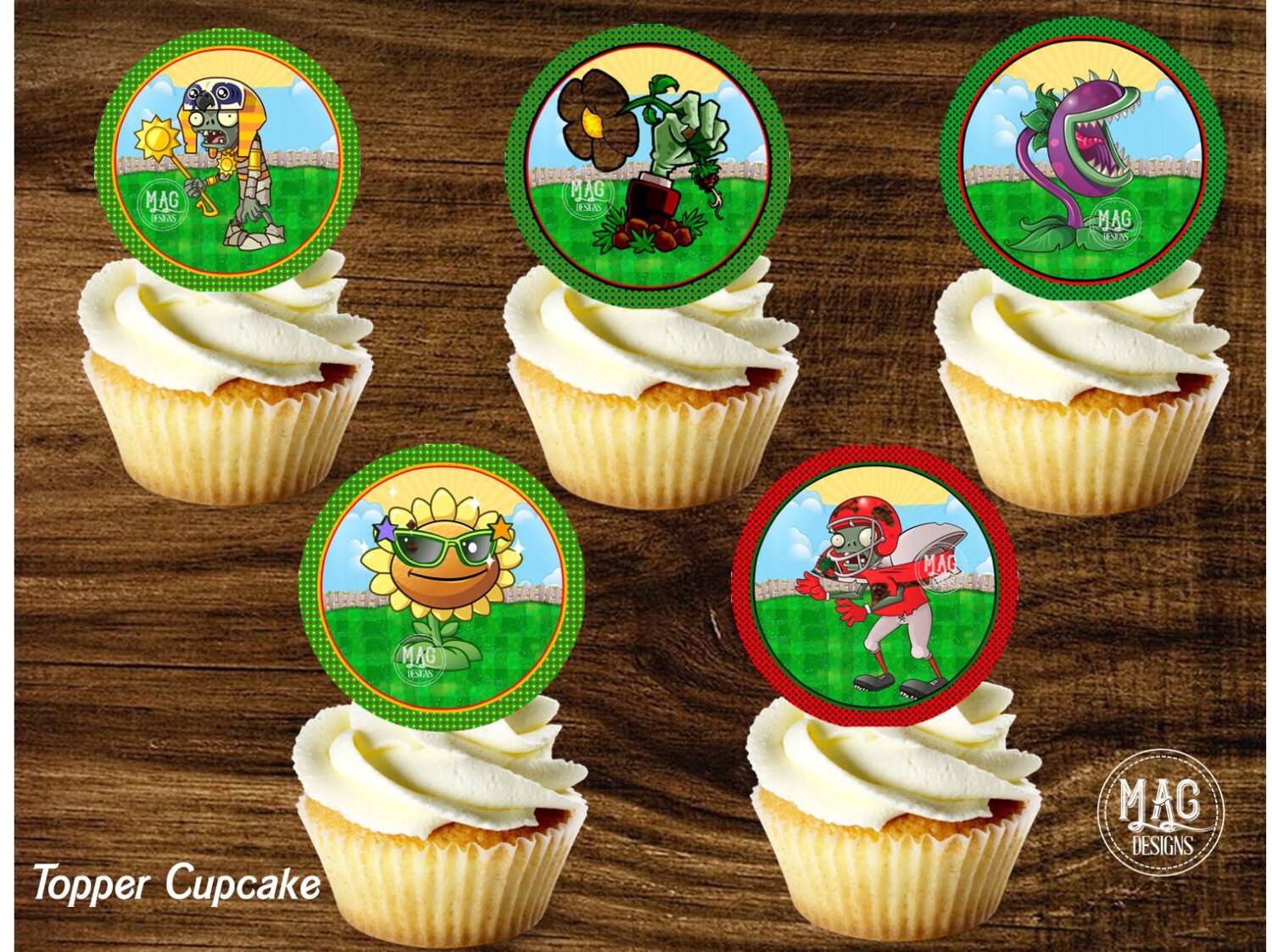 Plants Vs Zombies, Favor Tags Plants Vs Zombies, Topper Cupcake Plants ...