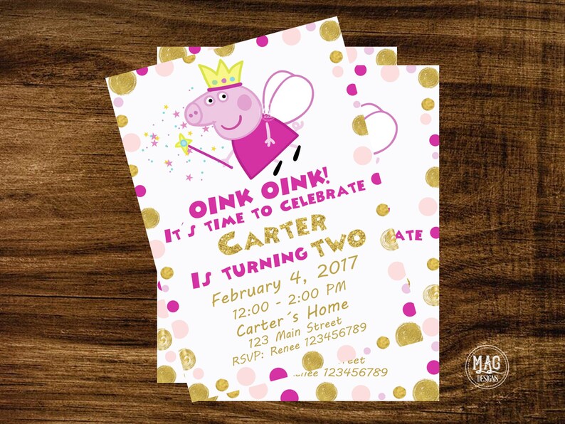 Peppa Pig Birthday Invitation Peppa Pig Invitation Peppa Pig Birthday