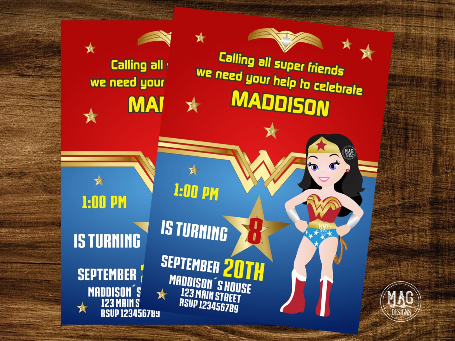 Wonder Woman Invitation Wonder Woman Party Invitation | Etsy