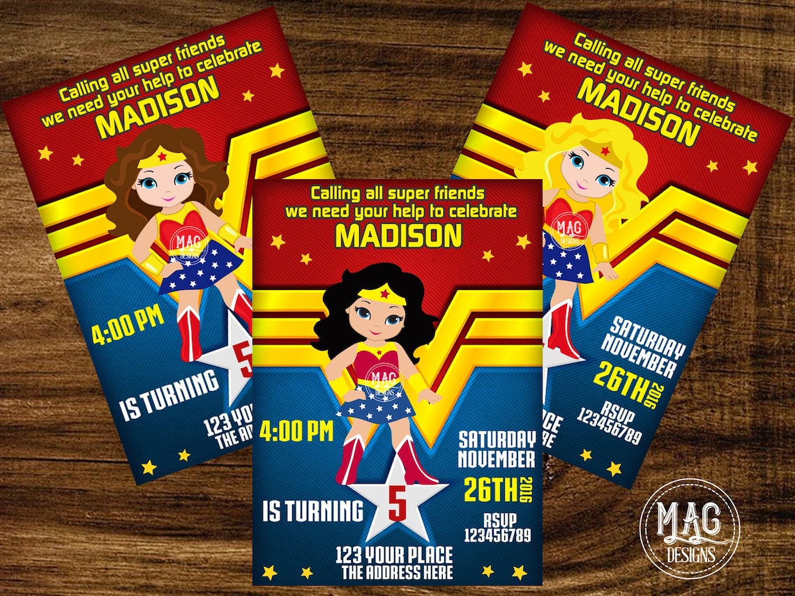 Wonder Woman Invitation Wonder Woman Party Invitation | Etsy