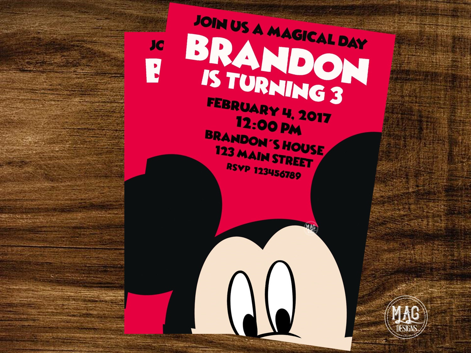 MICKEY MOUSE INVITATION Mickey Mouse Party Invitation Etsy