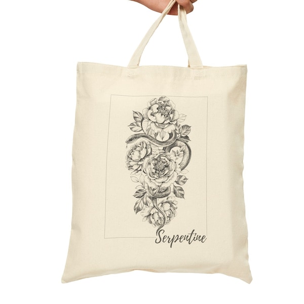 Serpentine Tortured Snake Floral Canvas Tote Bag Concert New Album Release Party Poems Prose Bureau Member Fan Gift Vintage Style Merch Rose