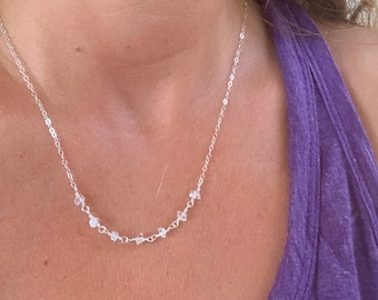 Herkimer Diamond Silver Necklace | Crystal Jewelry - Layering Necklace - Crystal Pendant