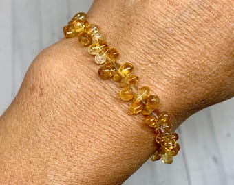 Citrine Bead Bracelet | Sterling Silver Toggle Clasp, Boho Gemstone Jewelry