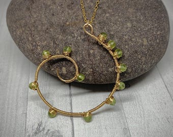 Peridot Gold Spiral Necklace