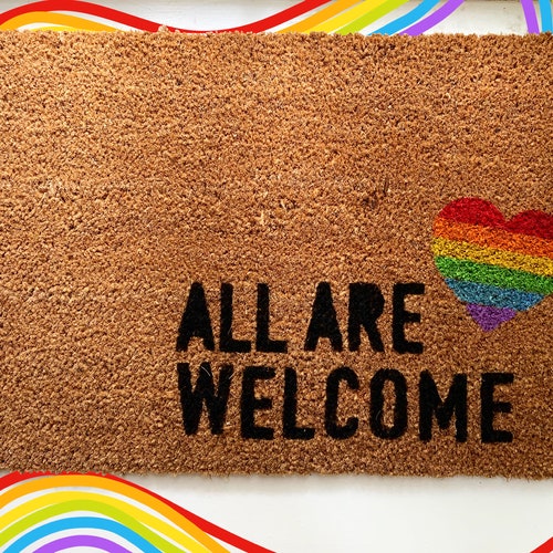 Pride all Are Rainbow Heart Doormat Etsy