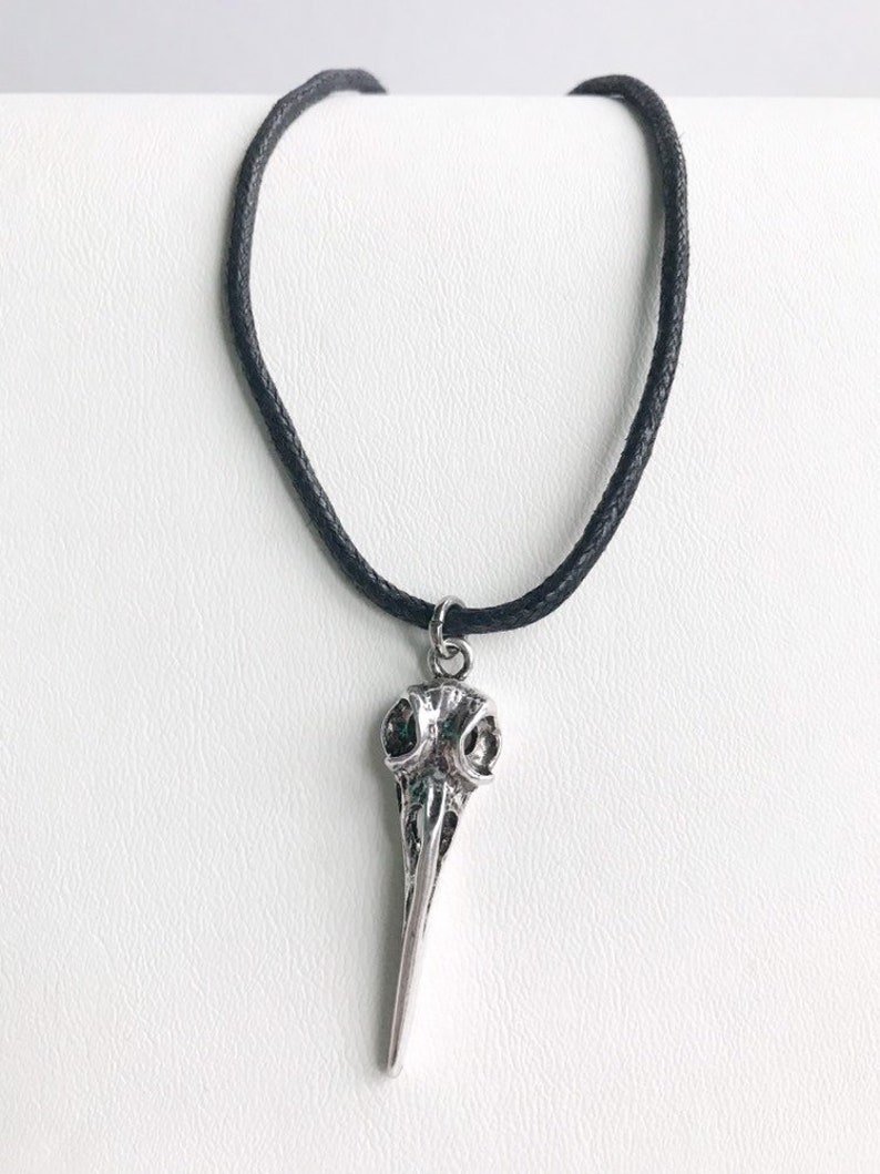 Bird Skull Necklace Unisex corded necklace with bird skull pendant