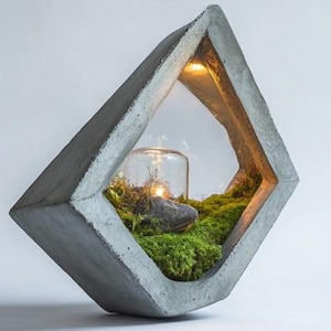 Large concrete Sculpture, Terrarium inspired, Contemporary art, Moss art, Modern Decor, Statement Piece for Home, Office, Hotel