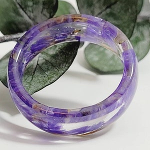 Forget me not flower ring band, Resin ring, Terrarium ring, Promise ring, forget me not flowers, Forrest ring