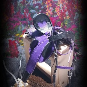 OOAK/CM Traditional Breyer/Peterstone Australian Saddle Set Purple/Black