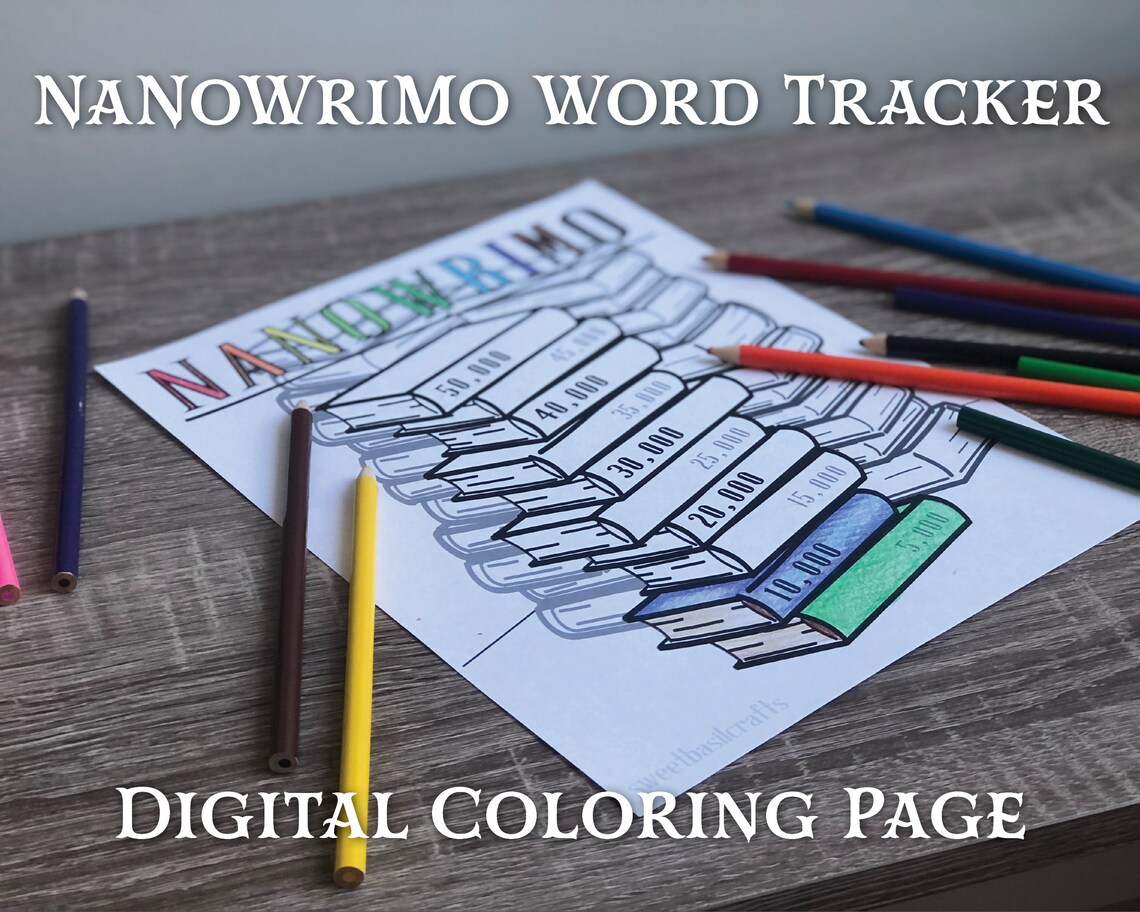 Nanowrimo Word Tracker Coloring Page Printable Coloring Page National Novel Writing Month ...