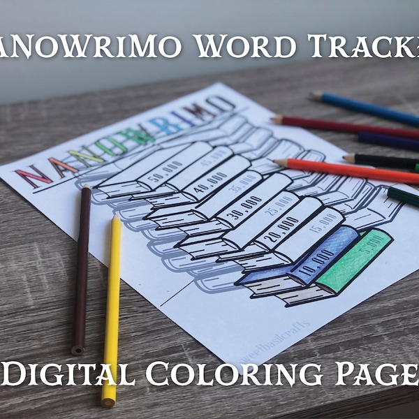 NaNoWriMo Word Tracker Coloring Page | Printable coloring page | National Novel Writing Month | Reusable Word Tracker