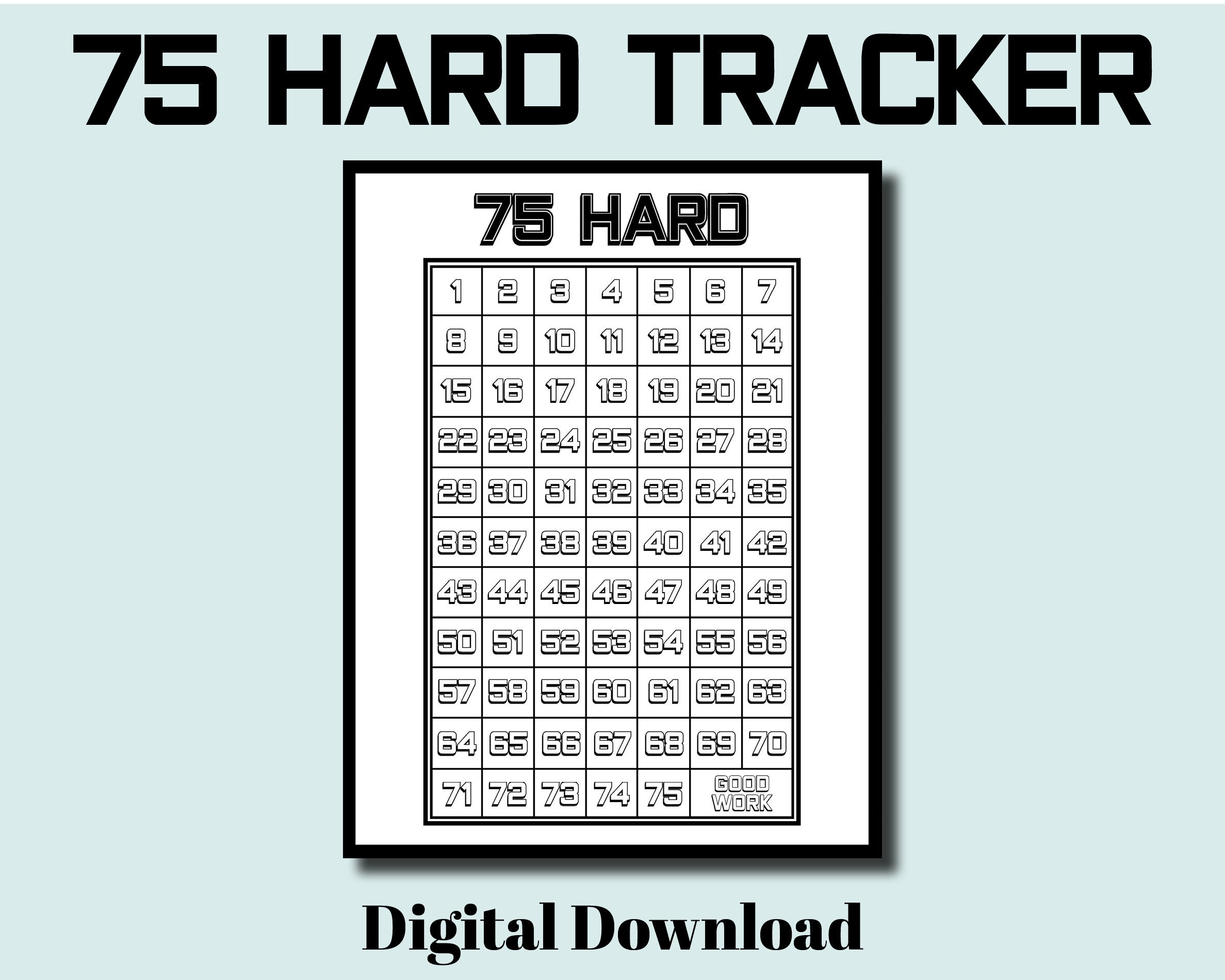 75 Hard Challenge Tracker Day Tracker 75 Day Challenge - Etsy