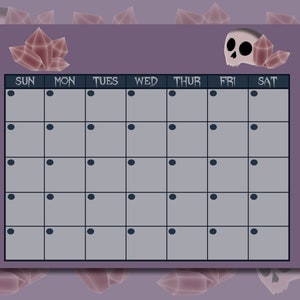Crystals & Skulls Monthly Calendar Digital Print Interactive PDF, PDF ...