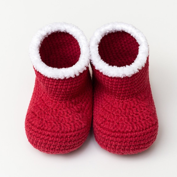 Baby Christmas booties Santa newborn crochet soft sole crib shoes Christmas pregnancy reveal congrats New mom Christmas baby shower 01/11