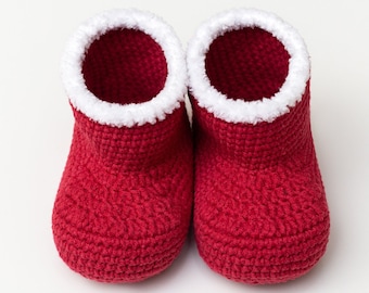 Baby Christmas booties Santa newborn crochet soft sole crib shoes Christmas pregnancy reveal congrats New mom Christmas baby shower 01/11