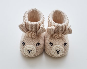 Newborn shoes gift for expecting mom with crochet llama booties 19/09