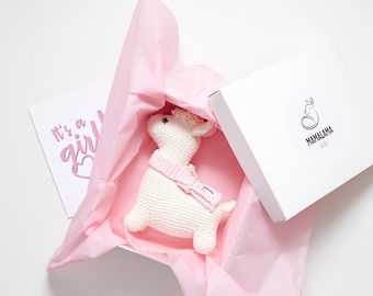 Schwangerschaft Geschenk für neue Mutter Baby Ankündigung Dusche Mädchen off-white Taufe Lama Stofftier schwanger Schwester Freundin Tochter 08/10