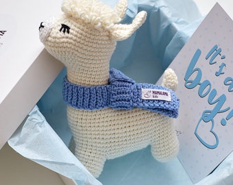 Pregnancy gift for new mom newborn baby announcement shower boy off white Baptism llama soft toy pregnant sister friend daughter 27/03+25/10