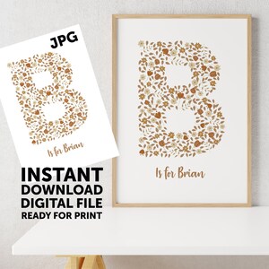 Letrero con nombre para guardería, impresión digital, descarga instantánea, letrero con nombre para bebé niño niña, póster con letras del alfabeto personalizado estilo bohemio para guardería 24/09