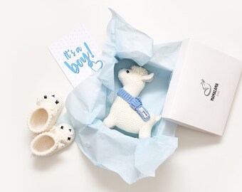 Baby boy announcement pregnancy gift Mom to be congratulations gift First birthday llama alpaca theme godson baptism sweet gift basket cute