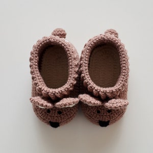 Newborn shoes crochet baby crib brown bunny booties for girl boy Unique organic coming home outfit for new mom pregnancy gift 08/10 zdjęcie 8