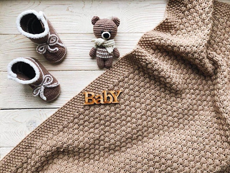 Merino wool baby blanket Hand knit Receiving Security Stroller | Etsy
