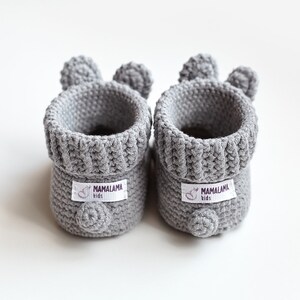 Crochet baby booties bunnies Newborn mom to be pregnancy gift Baby coming home outfit shoes, expect parent boy girl baby shower 21/09 image 5