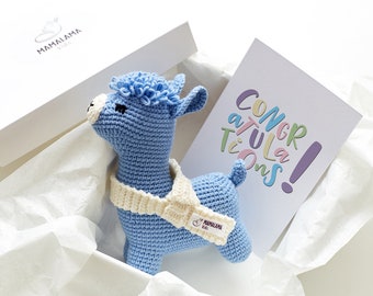 Gift for mom to be crochet llama toy for newborn boy Pregnancy present box New mommy parent set Expecting basket Cute alpaca plush nursery