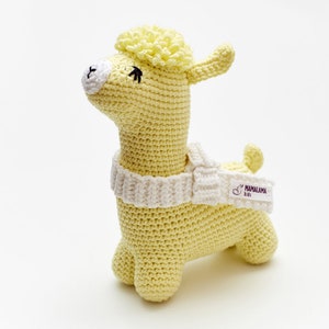 Newborn gift basket set ideas for newborn baby boy crochet off white yellow llama toy knit blanket crochet bunny booties 10/12 image 6