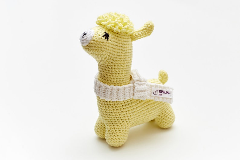 Newborn gift basket set ideas for newborn baby boy crochet off white yellow llama toy knit blanket crochet bunny booties 10/12 image 6