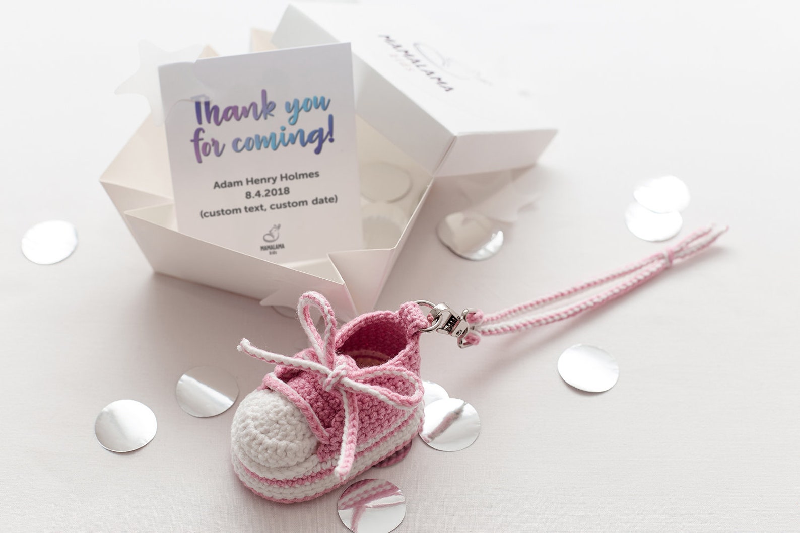 4 pcs Baby shower keychain favor Crochet pink keychain baby Etsy