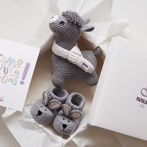 Crochet baby booties bunnies Newborn mom to be pregnancy gift Baby coming home outfit shoes, expect parent boy girl baby shower 21/09 Booties + toy set