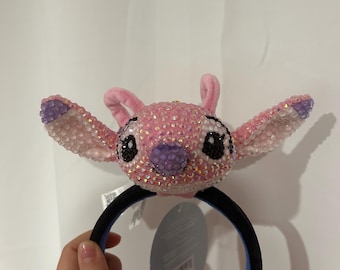 Diadema de peluche con forma de ángel de Stitch inspirada en Disney, con llavero.