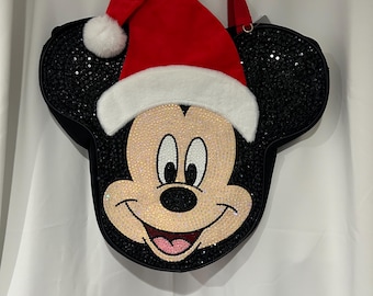 Bolso grande de mano inspirado en Disney con Papá Noel y Mickey Mouse.
