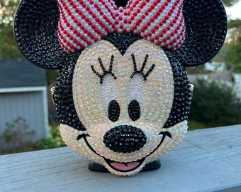 Disney Inspired Christmas Candy Cane Bow Minnie Mouse Crossbody Purse