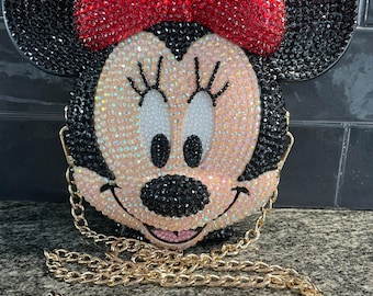 Disney Inspired Traditional Minnie Mouse solid red Bow Crossbody Purse